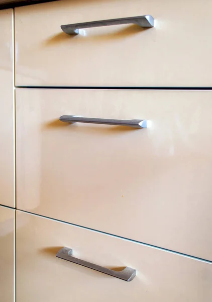 Gray Handles Kitchen Drawer Cabinet Kitchen Set — Stock Photo, Image