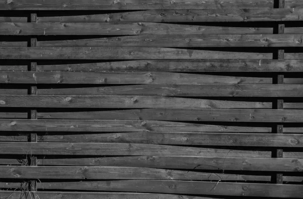 Clôture Bois Courbé Planches Noir Blanc — Photo