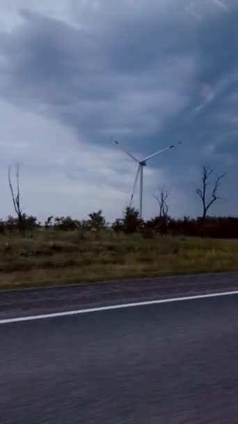 Větrné Mlýny Pro Výrobu Energie Krajina Rostovská Oblast Autem — Stock video