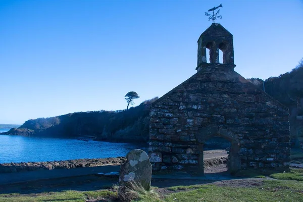 Cwm Eglwys Cwm Eglwys Iglesia Ruinas Con Vistas Mar Norte — Foto de Stock