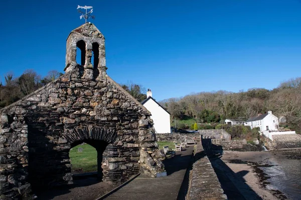 Cwm Eglwys Cwm Eglwys Iglesia Ruinas Con Vistas Mar Norte — Foto de Stock