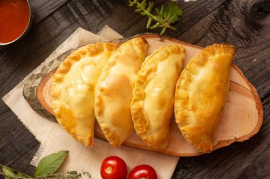 Empanda üst görünümü. vejetaryen köfte