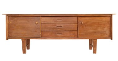 Ahşap Büfe izole kırpma yolu whtie zemin üzerine olduğunu