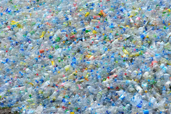 Bottiglie Plastica Trasparente Plastica Viene Raccolta Colore Tipo Riciclare — Foto Stock