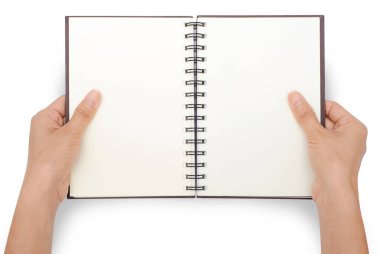 Bir kadın iki eli boş bir kitap kırpma yolu ile açın.