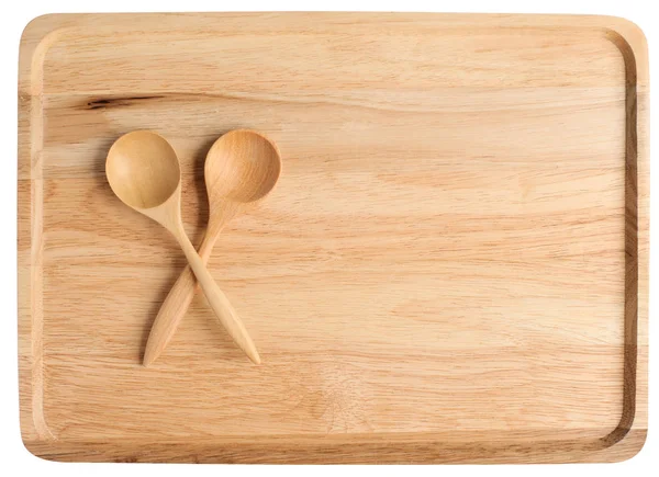 Ahşap ahşap plaka üzerinde yapılan iki kaşık