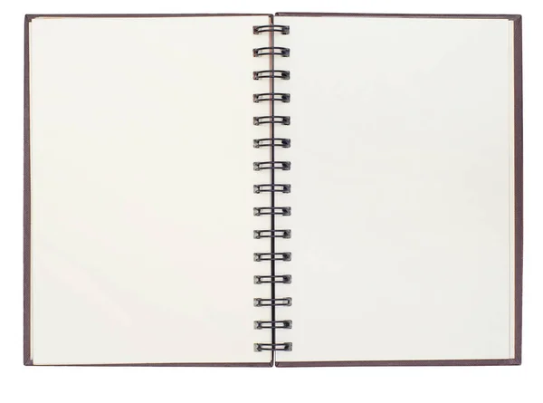 Notebook Aberto Branco Isolado Fundo Branco — Fotografia de Stock