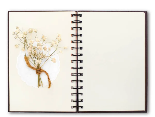 Prázdné Notebook Napsat Květinou — Stock fotografie