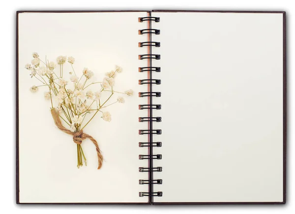 Blank Notebook Compose Flower Clipping Path — Stock Photo, Image