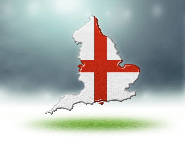 Inglaterra Mapa Design Com Bandeira Colouf Grama Textura Campos Futebol — Fotografia de Stock