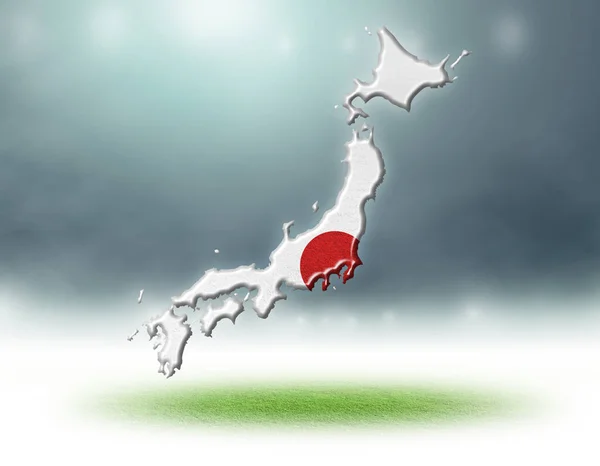 Projekt Mapy Japonii Flaga Kolor Trawa Tekstury Boiska Piłki Nożnej — Zdjęcie stockowe