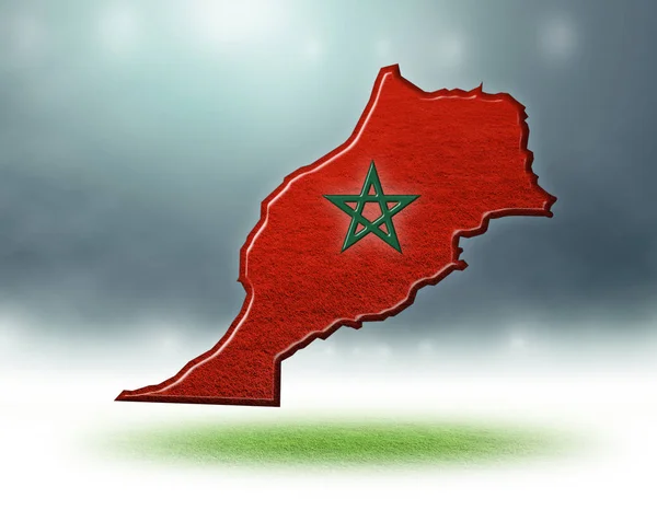 Farbdesign Der Marokkokarte Mit Grasstruktur Von Fußballfeldern Renderer — Stockfoto