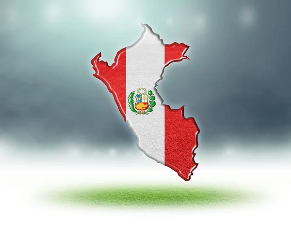 Peru Mapa Barevný Design Texturou Tráva Fotbal Polí Vykreslení — Stock fotografie