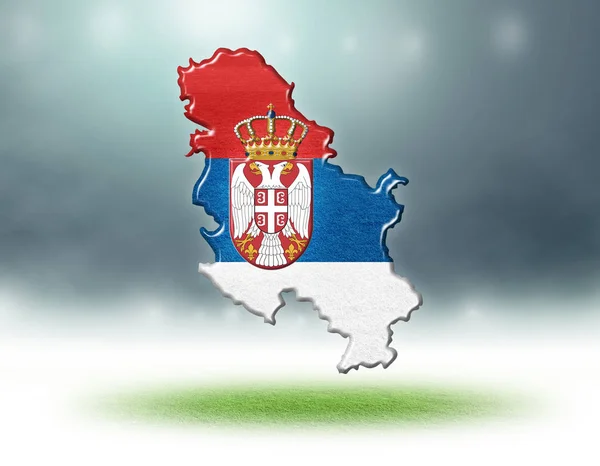 Serbia map colour design with grass texture of soccer fields,3d render