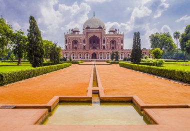 Babür İmparatoru Char Bagh bahçelerle, Delhi, Hindistan çevrili Hümayun Türbesi