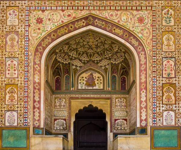 Ayrıntı Ganesh Pol giriş Amber Fort Palace, Jaipur, Rajasthan, Hindistan