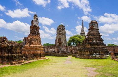Panoramik Pagoda ve Stupa Ayutthaya arkeolojik Park, Tayland 