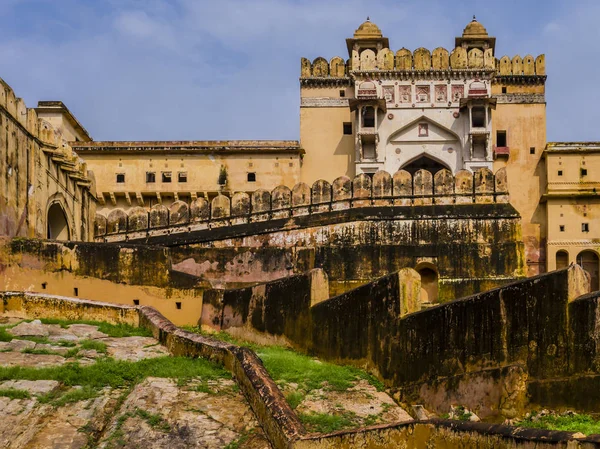 Vista Panoramica Del Forte Ambra Sue Mura Jaipur Rajasthan India — Foto Stock