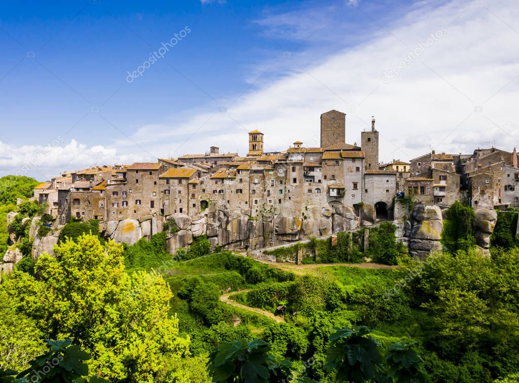 Panoramic view of Vitorchiano, one of the most beautiful medieval village in Tuscia region, central Italy