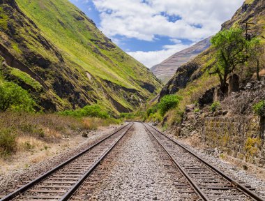 Perspective view of Devil's Nose train tracks, Alausi, Ecuador clipart