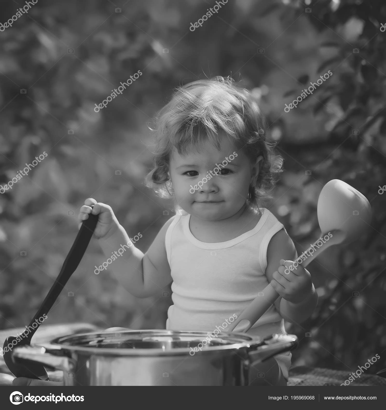 Child Outdoor Smiling Boy With Blonde Curly Hair Stock Photo