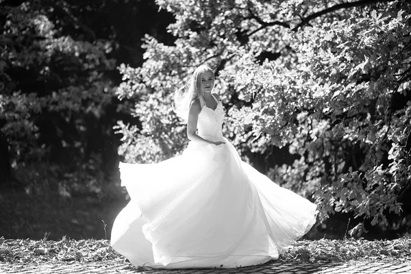 Наречена в красивій сукні на відкритому повітрі — стокове фото
