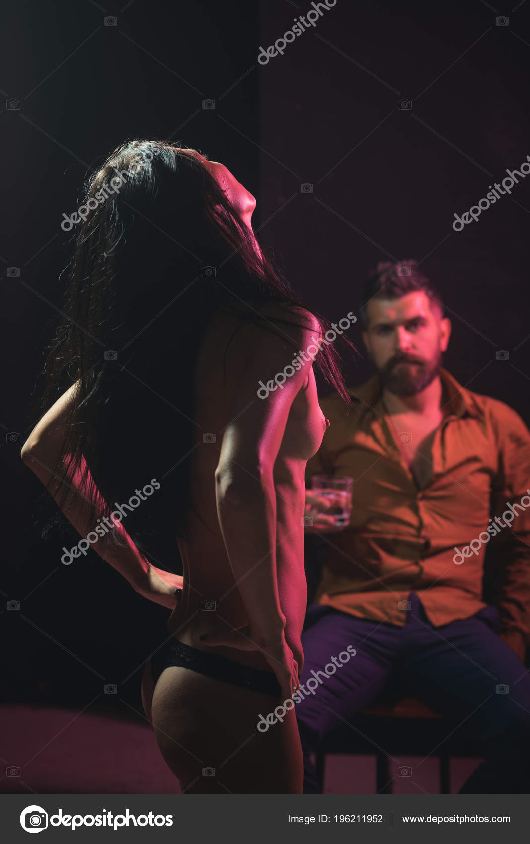 Love Relations Couple Love Buttocks Man Drink Whiskey Naked Woman Stock Photo by ©Tverdohlib 196211952 image