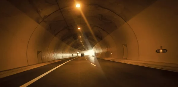 Tunnel road with two lane highway. Modern tunnel on highway, detail of road transport. Transport system concept — Stock Photo, Image