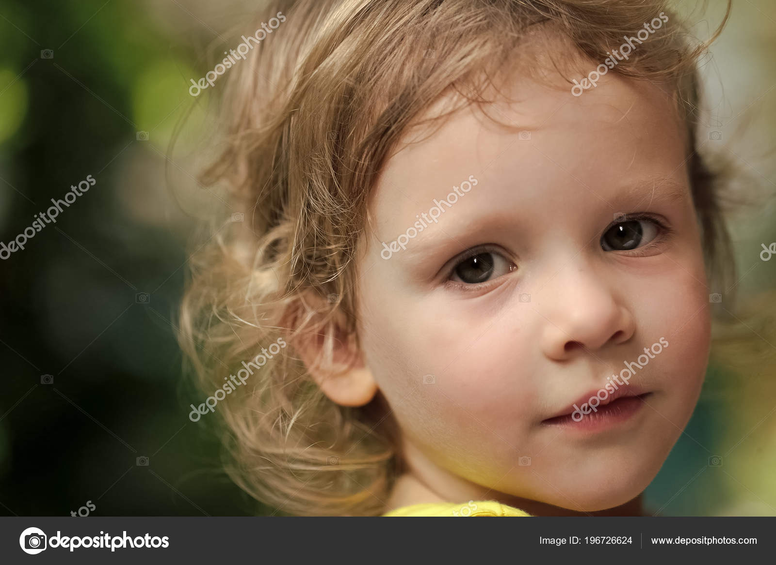 Kids Playing With Toys Baby Girl With Green Eyes On Cute Face