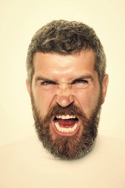 Adam yakışıklı bir yüz. Adam uzun sakal ve bıyık.