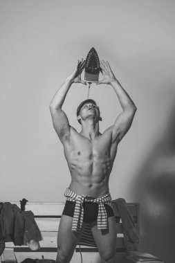 Erkekler cilt bakımı yüz. Portre Men senin advertisnent yüzüne. Adam gardırop.