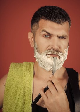 Yüz çocuk dergisinin kapağı için. Senin advertisnent adam yüz portre. Moda ve güzellik, yenilik.