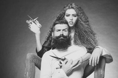 İki aşık. Çift makas ile portresi