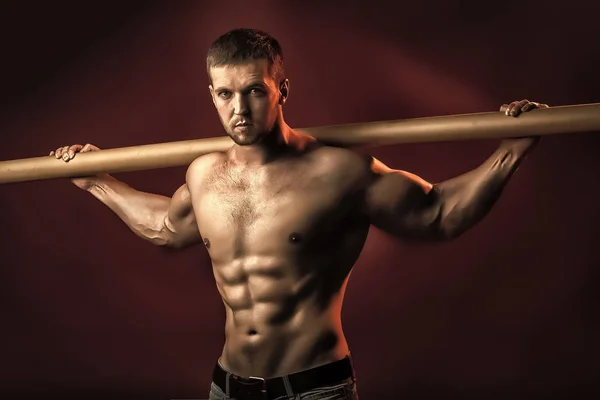 Male Face. Issues affecting boy. Muscular man with crossbar — Stock Photo, Image