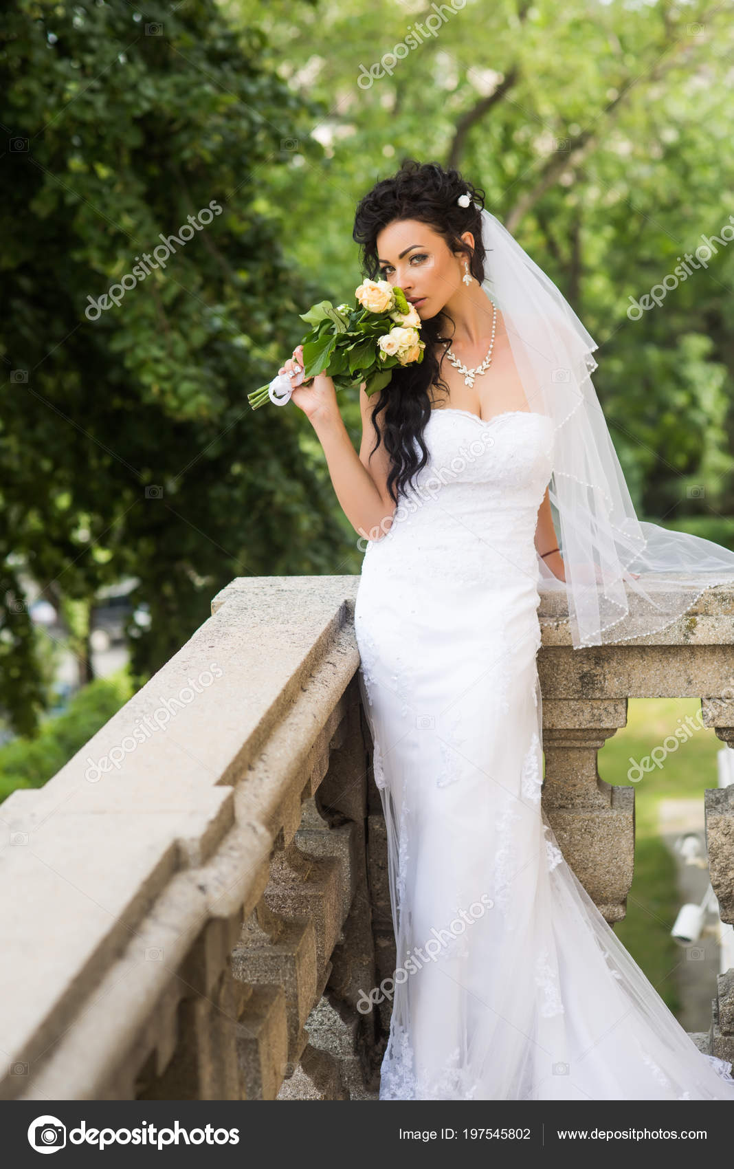 Cute Bride with Makeup and Bridal Hairstyle Stock Photo - Image of bride,  model: 131970594