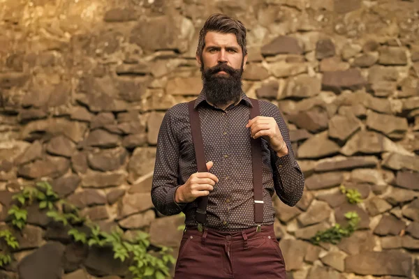 Man face handsome. Stylish bearded man outdoor