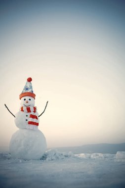 Yeni yıl kardan adam şapkalı kar.