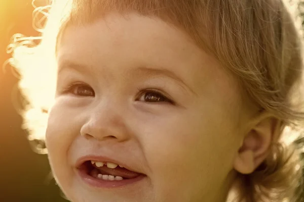 Child Childhood Children Happiness Concept. Little boy with curly hair — Stock Photo, Image