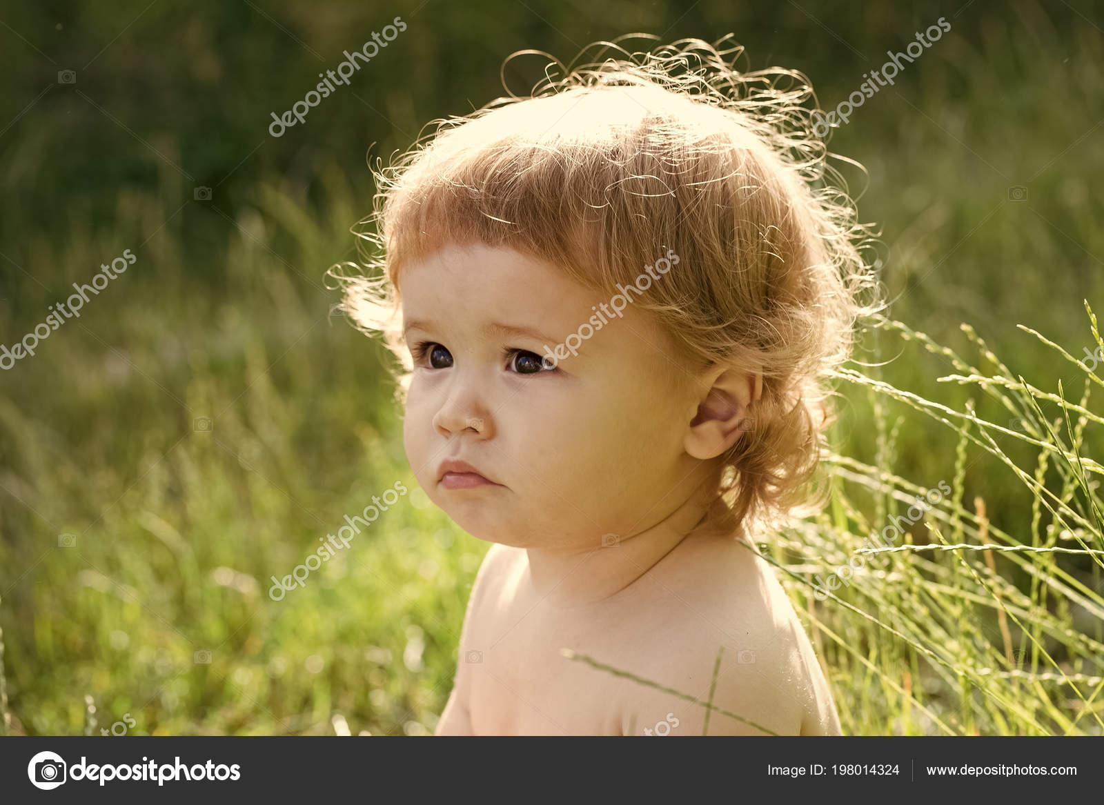 Kids Playing With Toys Happy Boy On Green Grass Stock Photo
