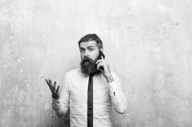 Servisini destekleyen. Yöneticisi veya uzun sakallı konuşan sakallı adam