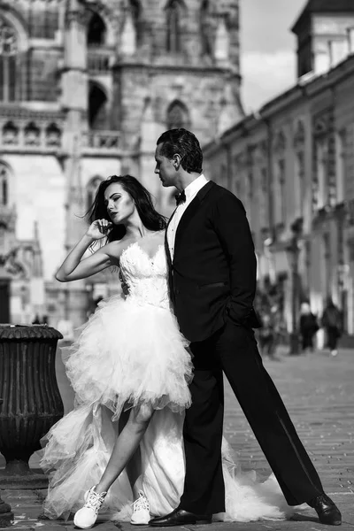 şık düğün çifti. düğün seksi çift yakınındaki Sarayı açık olarak kast