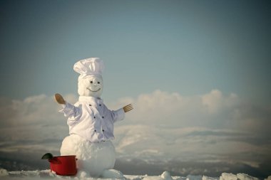 kardan adam aşçı. Xmas veya Noel pişirme.