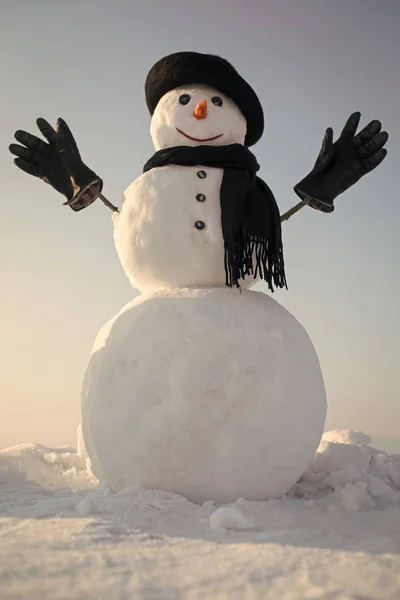 Muñeco de nieve alegre. Año nuevo agente espía muñeco de nieve . — Foto de Stock