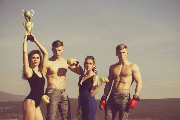 Team success. group of people or sport team of men women — Stock Photo, Image