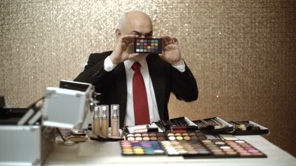 Makeup Make Artist Skönhetssalong Master Makeup Eyeshadow Massa Smink Professionell — Stockvideo