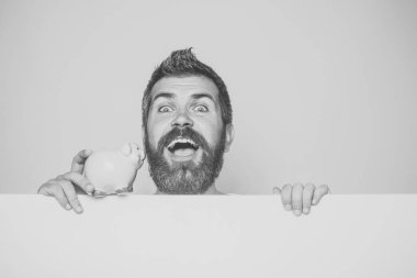 Satış ve siyah Cuma alışveriş. Kriz ve kredi. İflas ve dinleyici notu. Mutlu yüz sakallı kredi al. Adam tutun servet veya kumbara tasarruf için.