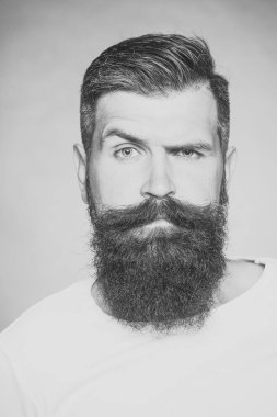 Güzellik moda model adam. Moda bakmak. Sakallı bıyıklı gri saçlı adam
