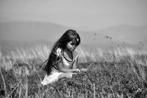 幸せな子供の楽しい時を過します。谷の女の子 — ストック写真