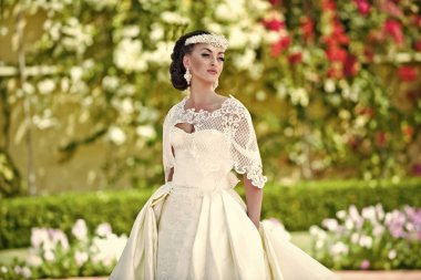 Düğün süslemeleri. Gelin Düğün diadem ve güneşli beyaz elbise