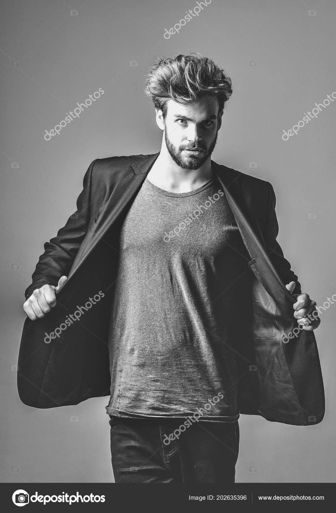 Mens Wardrobe Handsome Man Fashion Model Bearded Hipster